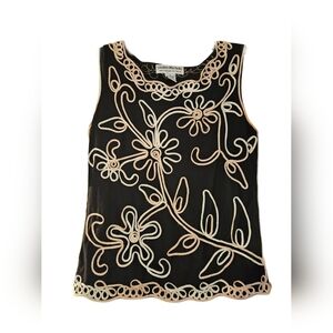 Lauren Michelle Black Floral Embroidered Top